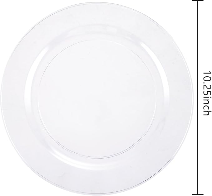 bUCLA 30PCS Clear Plastic Dinner Plates Disposable - 10.25" Heavy Duty Clear Plastic Plates for Party & Wedding