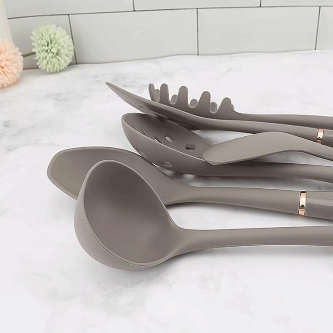 Kitchen Cookware Silicone Non-stick Cooking Tool Spatula Ladle Shovel Soup Utensils Set(D)