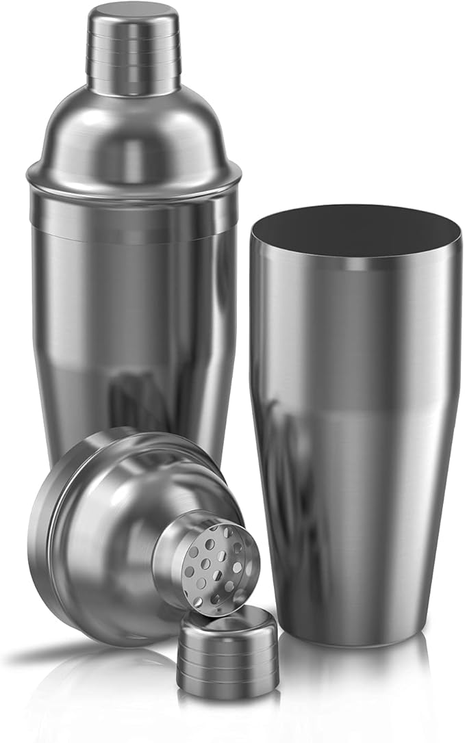 LUCKYGOOBO Cocktail Shaker Set,24 oz Martini Shaker,Bartender Kit with Stand,Stainless Steel Martini Mixer Built-in Strainer,Bar Tool Set,Drink Shaker,Fun Gifts. (Black)