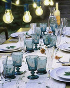 La Rochere Napoleon Bee Blue Stemmed Wine Glasses Set of 6 – Vintage French Glassware with Stable Base – Elegant, Durable Glasses for Confident Hosting and European-Style Tables (8 oz)