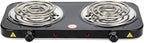 Compact and Portable Countertop Burner- Countertop Double Coiled Burner 2000 Watts Electric Hot Plate Temperature Controls Black