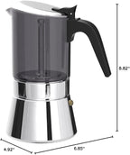 SIXAQUAE Induction Moka Pot, Crystal Glass-top & Stainless Steel Stovetop Espresso Maker,Classic Italian coffee maker (160ml)