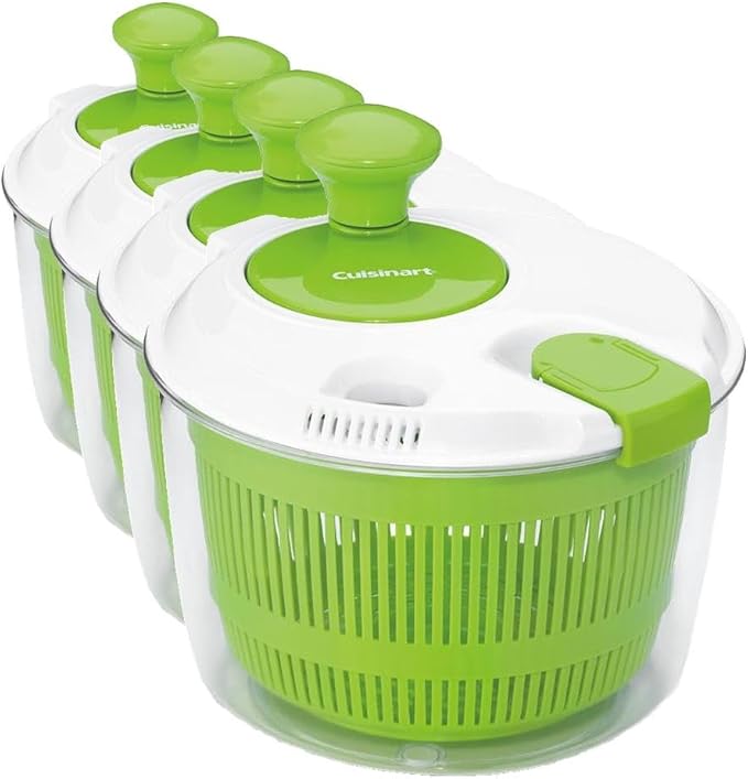 Cuisinart Large Spin Stop Salad Spinner- Wash,Spin & Dry Salad Greens,Fruits & Vegetables,5qt,CTG-00-SAS1,(Pack of 4)