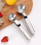 Ice Cream Scoop, 2Pcs Stainless Steel Silver Cookie Scoop with Trigger Melon Baller Scooper Cones, Specialty Tools and Gadgets, Ice Cream Spoon Food Scoop for Frozen Yogurt Sundaes Fruit Cookie