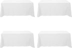 BRILLMAX 4 Pack White Tablecloths for 6 Foot Rectangle Tables 90 x 132 Inch - 6ft Rectangular Bulk Linen Polyester Fabric Washable Cloth Cover for Wedding Reception Banquet Birthday Party
