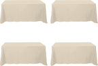 BRILLMAX 4 Pack Beige Tablecloths for 6 Foot Rectangle Tables 90 x 132 Inch - 6ft Rectangular Bulk Linen Polyester Fabric Washable Cloth Cover for Wedding Reception Banquet Birthday Party