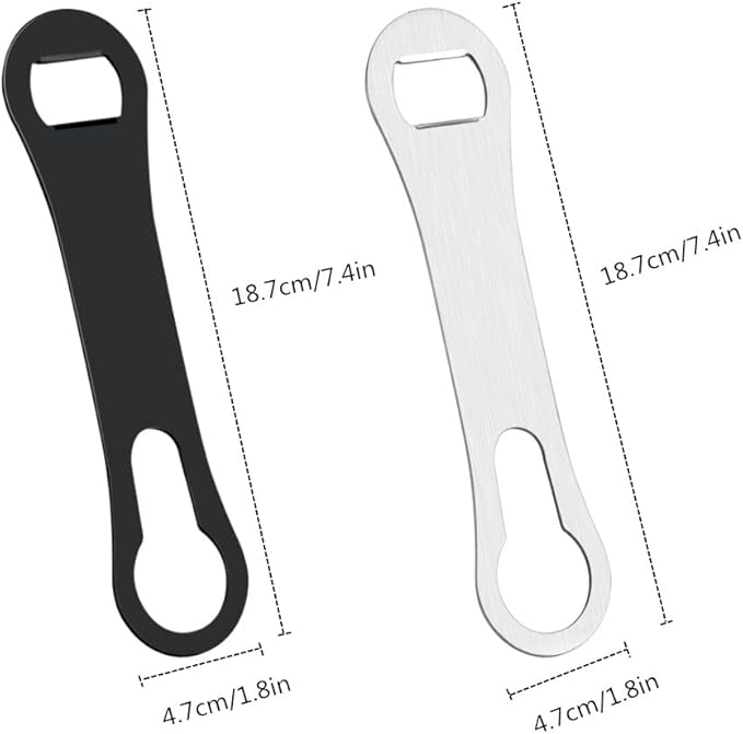 10 Pcs Stainless Steel Flat Bottle Opener Wine Bottle Opener, Bottle Opener for Bar Pour Spout Remover Flat Bar Key Metal Speed Key Opener for Bartenders Home Kitchen(Black, Silver)
