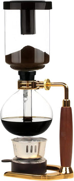 Siphon Coffee Maker, Heat-Resistant Glass Vacuum Coffee Brewer 5-Cup (600ml) with Alcohol Burner, Adjustable Buffer Clamp, Stainless Steel Bracket Base for Coffee Aficionados