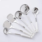 Ceramic Handles Cooking Tool Set steel Kitchen Utensils set of cookers Shovels Spoons Strainer(D)