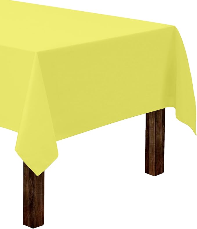 Gee Di Moda Rectangle Tablecloth - 60 x 126 Inch Yellow Table Cloth for 8 Foot Rectangle Tables - Heavy Duty Washable Fabric - for Holiday Party, Dinner, Weddings, Baby Shower & Events