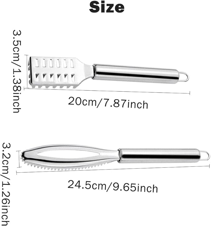 Fish Scaler Remover, Fish Scales Scraping Tool, Fishes Scaler Scraper with Grip Handle Fast Cleaning Skin Steel Brush Fishes Peeling Scraper(COLOR:Silver)