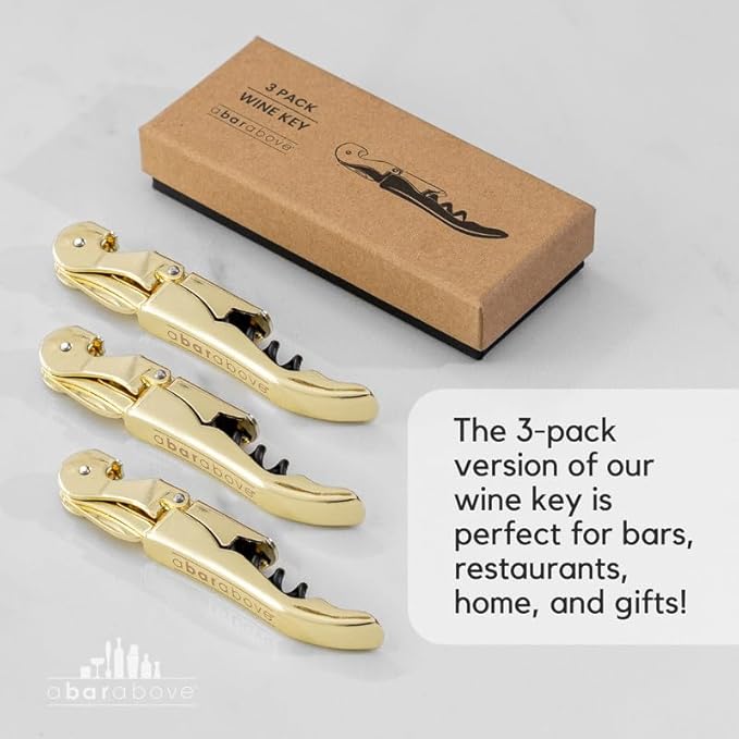 A Bar Above Manual Wine Bottle Opener, Corkscrew Wine Key, for Servers, Waiters, and Home Bartenders, with Foil Cutter, Bottle Cap Remover, Beer and Tool Accessories, Black, Single Pack
