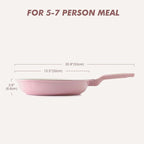 SENSARTE Nonstick Ceramic Frying Pan 12.5-Inch, Healthy Non Toxic Skillet, Induction Omelet Pan with Heat Resistant Handle, PFAS-Free, Pink