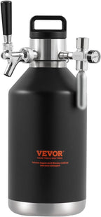 Beer Growler Tap System, 128Oz 4L Mini Keg, 304 Stainless Steel Pressurized Beer Growler, Keg Growler with Pressure Display, CO2 Regulator Faucet, Leak-Proof Ring For Draft, Homebrew, Craft Beer