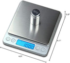 Digital Kitchen Scale,High Precision Stainless Steel Multifunction Food Scale Grams and Ounces Back-Lit LCD Display Small Pocket Jewelry Scales Auto Off,Tare,PCS,UNTS/Mode (500g/0.01g)