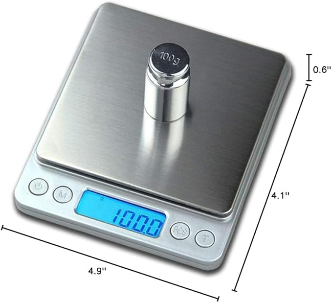 Digital Kitchen Scale,High Precision Stainless Steel Multifunction Food Scale Grams and Ounces Back-Lit LCD Display Small Pocket Jewelry Scales Auto Off,Tare,PCS,UNTS/Mode (500g/0.01g)