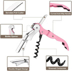 Waiter Corkscrew, Corkscrew Wine Opener Stainless Steel, Wine Bottle Opener Wine Key for Restaurant Waiters Bartenders Sommelier (Pink/5PCS)