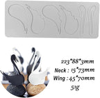 3D Hollow Leaf Fondant Lace Mold Multi Leaves Flower Candy Mold Chocolate Sugar Craft Cake Decoration Cupcake Top (K Swan_8.92 * 3.52 * 0.12inch)