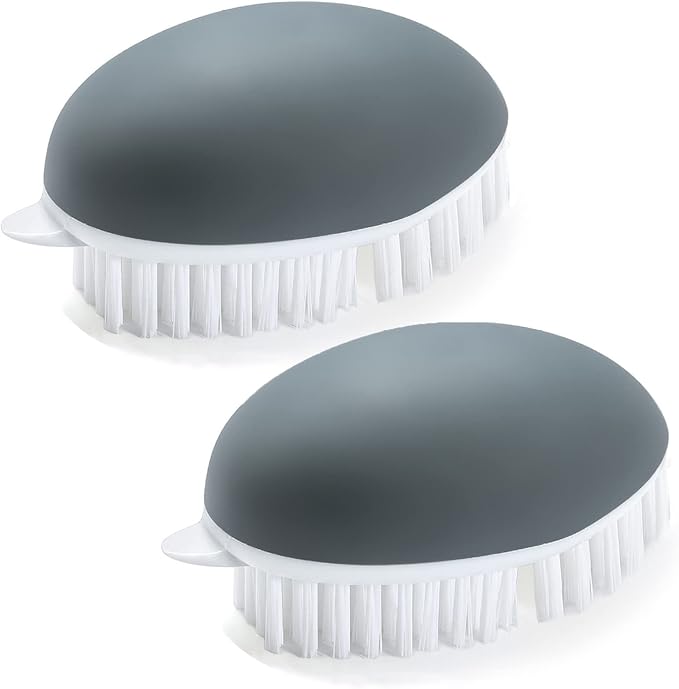 Dfacio 2Pack Vegetable Brush with Dots Remover, Non-Slip Grip Potato Scrubber Veggie Brush with Flexible and Hard Bristles, for Cleaning Food, Corn Silk and Carrots