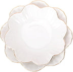 Porcelain Serving Dish,Ceramics Flower Relish Tray with Metallic Rim,Serving Bowls for Wedding,Party Perfect for Small Cereal, Pasta, Salad, Candy and Snacks White 6.6 inch (6.6 inch)