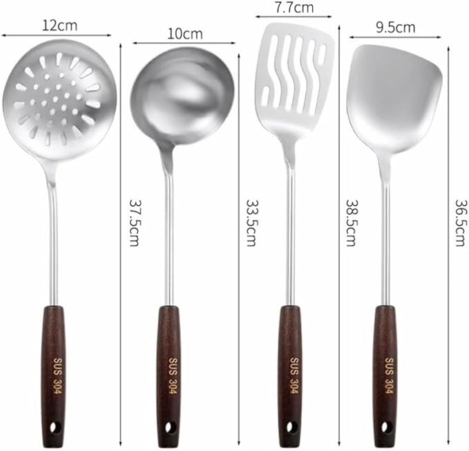 Kitchen Utensils Set，Cooking Utensils Spoons for Cooking Spatulas Stainless Steel Cooking Utensils Gadgets Spatulas Spoons 4 Pieces Sets Kitchen Tools