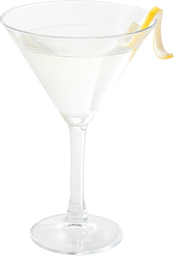 Restaurantware Cascata 9 Ounce Stemmed Martini Glasses Set Of 6 Tempered Martini Glasses - Chip-Resistant Fine-Blown Glass Martini Glass Set Dishwasher-Safe For Martinis Or Cocktails