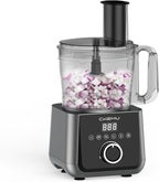 Smart Food Processor and Vegetable Chopper, 12 Cup Bowl, 6 Functions for Chopping, Slicing, French Fries, Purees & Dough, Food Chute & Pusher, Silver