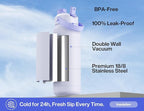 POWCAN 32 oz Insulated Water Bottle with 2-in-1 Straw and Spout Lid, Keep Cold 24H, Leak-Proof, BPA-Free, Double Wall Stainless Steel Water Bottle for Sports, Gym, Travel, and School (Lupine)