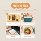 Silicone Multi-Steamer Made in Korea Microwave Steamer for Cooking & Reheating BPA-Free Flexible & Durable (Breezeblue Green, 30.44 fl oz)