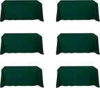 BRILLMAX 6 Pack Hunter Green Tablecloths for 6 Foot Rectangle Tables 90 x 132 Inch - 6ft Rectangular Bulk Linen Polyester Fabric Washable Cloth Cover for Wedding Reception Banquet Birthday Party