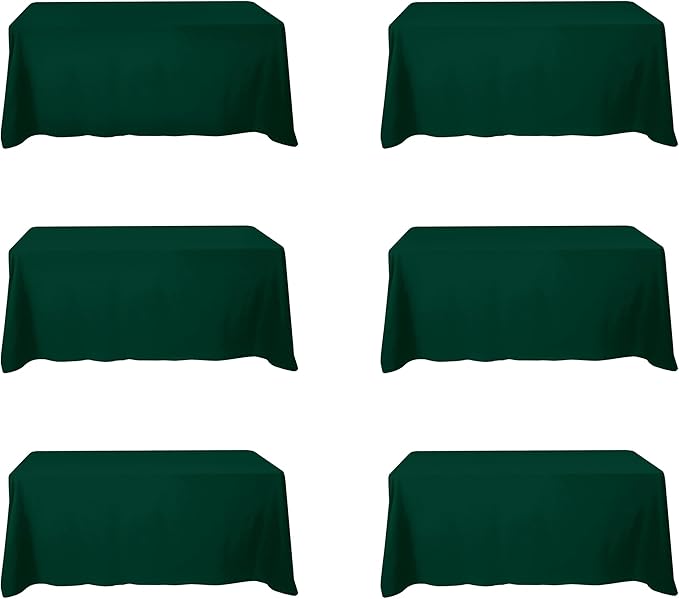 BRILLMAX 6 Pack Hunter Green Tablecloths for 6 Foot Rectangle Tables 90 x 132 Inch - 6ft Rectangular Bulk Linen Polyester Fabric Washable Cloth Cover for Wedding Reception Banquet Birthday Party