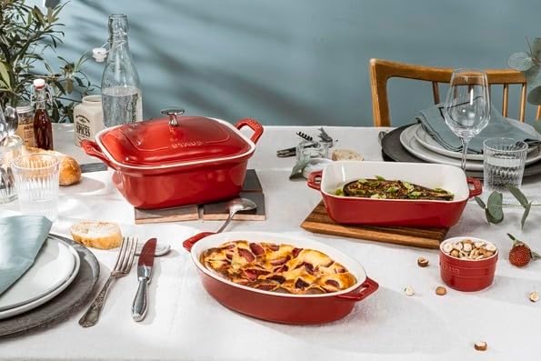 staub Dish 40508-606 Oval Dish, Cherry 9.1 inches (23 cm), Ceramic Au Gratin Dish, Oven Safe and Microwave Safe