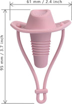 Silicone Wine Stopper Cute Wine Accessories Reusable Sealing plug Fun Cowboy Hat bottle Seals keep wine fresh Gifts for Wine Collector replacement Corks (Pink)