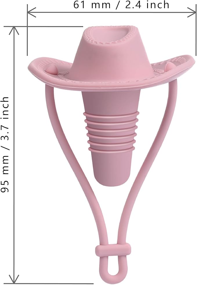 Silicone Wine Stopper Cute Wine Accessories Reusable Sealing plug Fun Cowboy Hat bottle Seals keep wine fresh Gifts for Wine Collector replacement Corks (Purple+Pink)