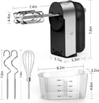 Hand Mixer Electric, 450W Kitchen Mixers with Scale Cup Storage Case, Turbo Boost/Self-Control Speed + 5 Speed + Eject Button + 5 Stainless Steel Accessories, For Easy Whipping Dough, Cream, Black