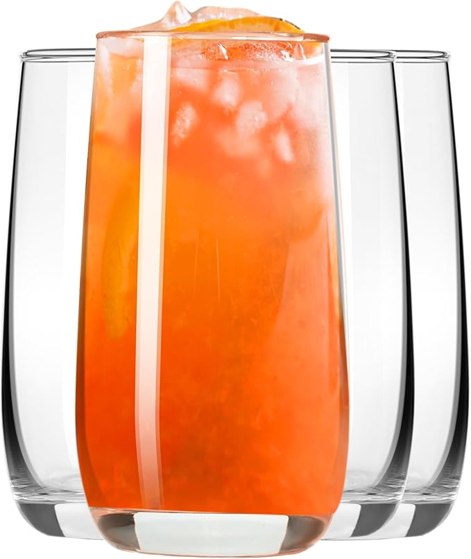 PARACITY Highball Glasses Set of 4, Drinking Glasses 12 Oz, Clear Glass Cups, Tall Tumbler Water Glasses, Glassware Set for Cocktail, Coffee, Mojitos