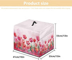 Meat Slicer Dust Cover, 16x13x13 Inch Food Slicer Cover, Compatible with Cheese Bread Meat Slicer and Most Other Model, Dust-Proof, Waterproof(Only Cover) Simple Pink Tulip Floral Print
