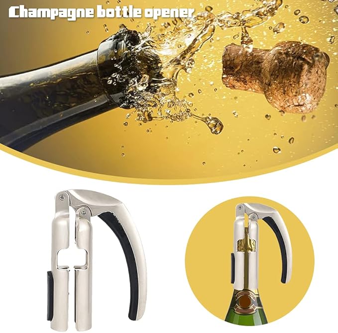 Champagne Bottle Opener, Zinc Alloy Sparkling Wine Cork Puller, Bottle Opener Bar Jar Cork Puller Professional Kitchen Champagne Corkscrew for Sparkling Wine Accessories
