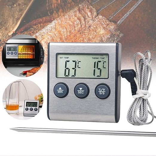 Meichoon Meat Thermometers for Cooking,Timer Probe Food Thermometer,Grilling Meat BBQ and Water Milk Wine Liquid Temperature with Probe