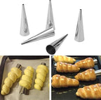 Joyeee 10 Pieces Pastry Cream Horn Molds, Stainless Steel Cannoli Tubes Puff Waffle Cone Pastry Roll Horn, 5 Inch Large Size Croissant Mold Brioche Pans Kitchen Baking Tool, Pastry Baking Molds