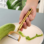 MINGYU Professional Kitchen Accessories 4pcs - Gold Box Grater 4 Sides, Garlic Press Stainless Steel, Potato & Apple Peeler, Stainless Steel Corn Peeler, Best For Vegetables & Fruits