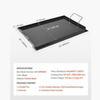 VEVOR Carbon Steel Griddle, Flat Top Plate, Griddle for BBQ Charcoal/Gas Gril with 2 Handles, Rectangular Flat Top Grill with Extra Drain Hole for Tailgating and Party
