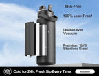 POWCAN 32 oz Insulated Water Bottle with 2-in-1 Straw and Spout Lid, Keep Cold 24H, Leak-Proof, BPA-Free, Double Wall Stainless Steel Water Bottle for Sports, Gym, Travel and School (Gilded Flutter)