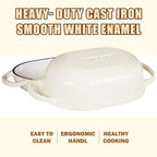 Enameled Cast Iron Dutch Oven for Bread Baking - incl. Sourdough Bread-Baking Supplies like Banneton Bread-Proofing Basket - 5QT Loaf Cast Iron Bread Oven Pan& Meatloaf Pan with Lid, Sour Sough Tools, Lame (Cream White）
