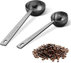 Safring Premium Coffee Scoop Set, Set of 2, Metal Stainless Steel Long Handle Coffee Scoop, Measuring Coffee Spoons Contains 1 Tablespoon (15 ml) and 2 Tablespoons (30 ml) Spoon-Black