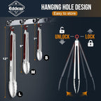 Eddeas Tongs For Cooking - 7",9" and 12 inch Kitchen Tong Heat Resistant 600 Degrees Stainless Steel Tongs, Heavy Duty Metal Locking Tong, Perfect for Food, BBQ Red Set of 3