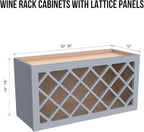 Solid Wood RTA Wine Bottle Rack Wall Cabinet with Lattice Panels Wine Holder Wine Storage Cabinet for Bar, Pantry, Wine Cellar Basement Countertop Mocha (Gray, 36”W × 12”D × 15”H), Sk-grey