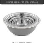 JoyJolt Stainless Steel Mixing Bowl Set of 6 Bowls (Grey). 5qt Large to 0.5qt Small Metal Bowl. Kitchen, Cooking and Storage Nesting Bowls. Dough, Batter Baking Gray