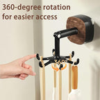 Wall Mounted Rotating Hooks with Suction Cup, Upgraded Suction Cup Hooks 360 Degrees Rotating Folding Adhesive Hooks,Multi-Hook Design for Kitchen Utensils, Tool-Free Installation (2PCS)