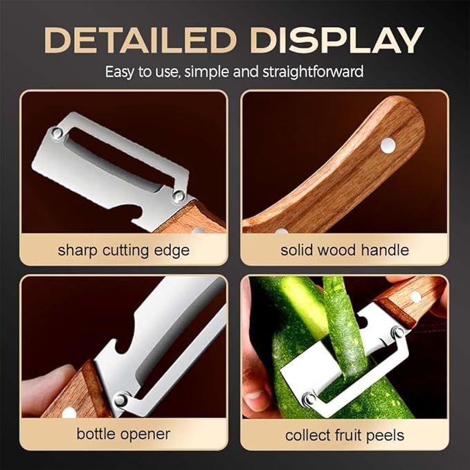 Thickened blade Multifunctional Vegetable Peeler, Multi-Functional Vegetable Peeler for Kitchen, 2-In-1 Stainless Steel Kitchen Tool, for Fruit Veggie, Includes Bottle Opener (2PCS)